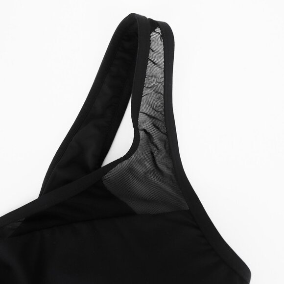 La Blanca Mesh One‎ Shoulder Black Bikini Top Swimsuit Sheer Asymmetric Small - Picture 5 of 8